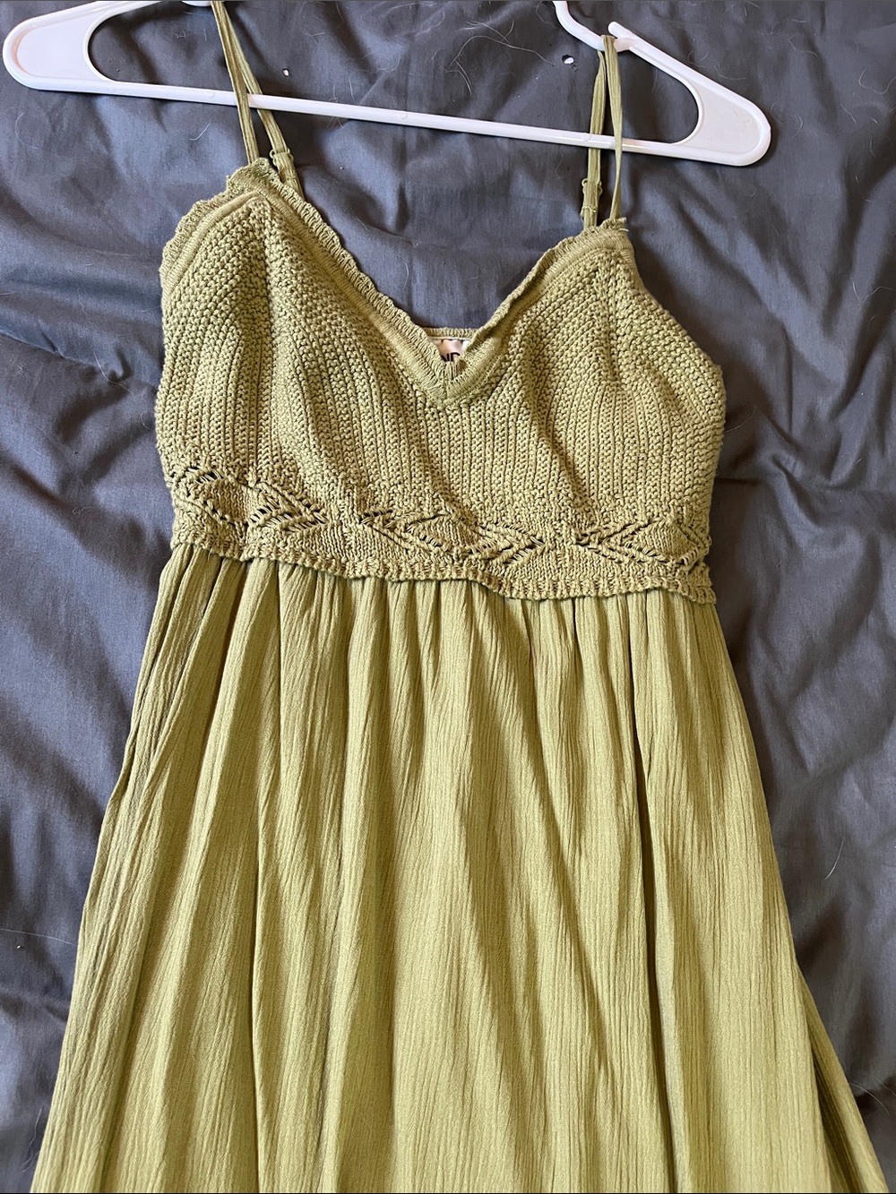 No Boundaries Olive Green Knit-Top Maxi Dress